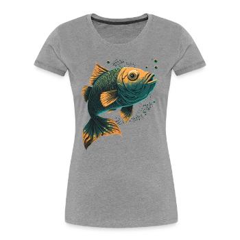 Fischfächer Illustration - Frauen Premium Bio T-Shirt - Grau meliert - Vorne - Mia (176cm)