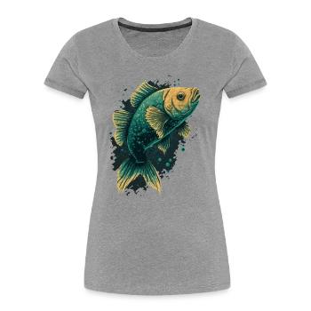 Fish Love - Women's Premium Organic T-Shirt - heather grey - Front - Mia (176cm)