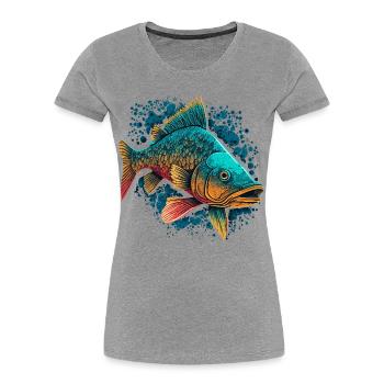 River Fish - Women's Premium Organic T-Shirt - heather grey - Front - Mia (176cm)