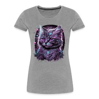 Anime Cat - Women's Premium Organic T-Shirt - heather grey - Front - Mia (176cm)