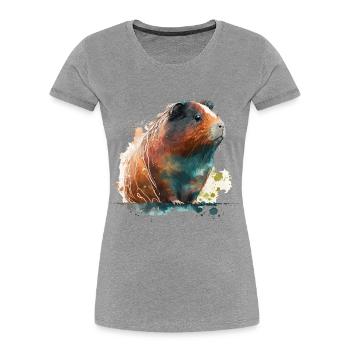 Watercolor Guinea Pig - Women's Premium Organic T-Shirt - heather grey - Front - Mia (176cm)
