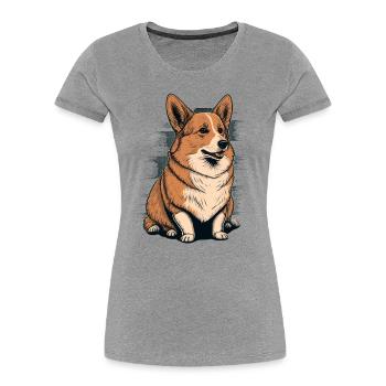 Fat Corgi - Women's Premium Organic T-Shirt - heather grey - Front - Mia (176cm)