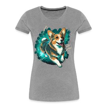 Exécution de Corgi - T-shirt bio Premium Femme - gris chiné - Devant - Mia (176cm)