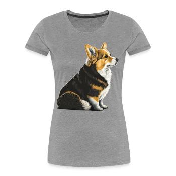 Trauriger Corgi - Frauen Premium Bio T-Shirt - Grau meliert - Vorne - Mia (176cm)