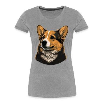 Looking Corgi - Women's Premium Organic T-Shirt - heather grey - Front - Mia (176cm)