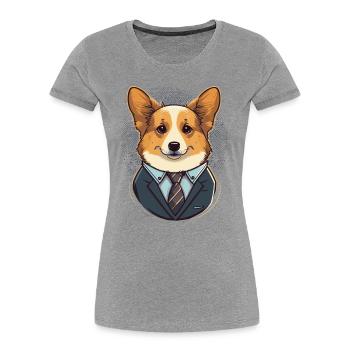 Niedliche Corgi Illustration - Frauen Premium Bio T-Shirt - Grau meliert - Vorne - Mia (176cm)