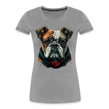 Le professeur a l’air de bouledogue - T-shirt bio Premium Femme - gris chiné - Devant - Mia (176cm)