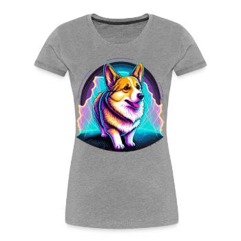 Entzückender Vaporwave Corgi - Frauen Premium Bio T-Shirt - Grau meliert - Vorne - Mia (176cm)