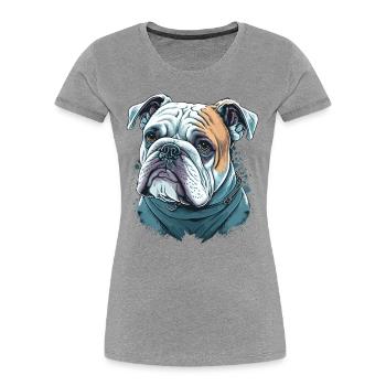 Hungrige Bulldogge - Frauen Premium Bio T-Shirt - Grau meliert - Vorne - Mia (176cm)