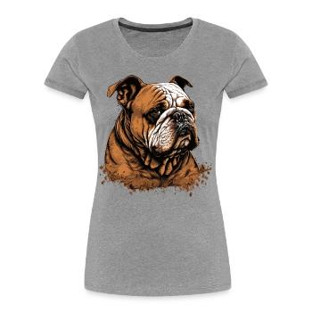 Bouledogue endormi - T-shirt bio Premium Femme - gris chiné - Devant - Mia (176cm)