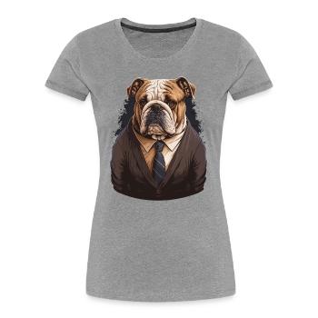 Bulldog in a Brown Suit - Women's Premium Organic T-Shirt - heather grey - Front - Mia (176cm)