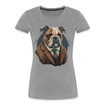 Behave Looking Bulldog - Women's Premium Organic T-Shirt - heather grey - Front - Mia (176cm)