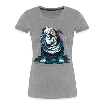 Tiny Bulldog - Women's Premium Organic T-Shirt - heather grey - Front - Mia (176cm)