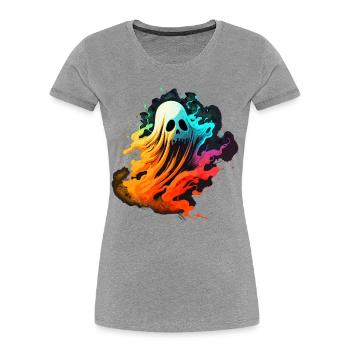 Colorful Skull Head Ghost - Women's Premium Organic T-Shirt - heather grey - Front - Mia (176cm)