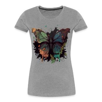 Fliiting Butterfly - Women's Premium Organic T-Shirt - heather grey - Front - Mia (176cm)