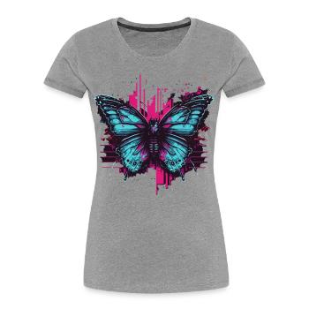 Cool Vaporwave Butterfly - Women's Premium Organic T-Shirt - heather grey - Front - Mia (176cm)