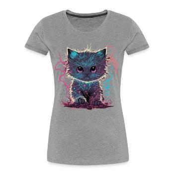 Elektrifiziertes Kätzchen - Frauen Premium Bio T-Shirt - Grau meliert - Vorne - Mia (176cm)