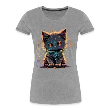 Entzückende funkelnde Katze - Frauen Premium Bio T-Shirt - Grau meliert - Vorne - Mia (176cm)