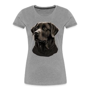 Compagnon Labrador Retriever - T-shirt bio Premium Femme - gris chiné - Devant - Mia (176cm)