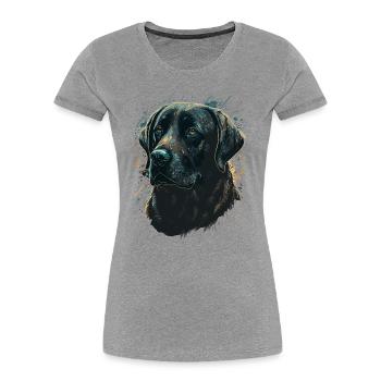 Labrador Retriever auf maligem Hintergrund - Frauen Premium Bio T-Shirt - Grau meliert - Vorne - Mia (176cm)