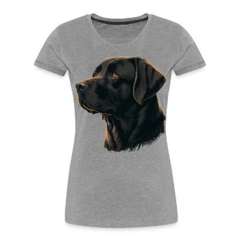 Weich aussehender dunkelbrauner Labrador Retriever - Frauen Premium Bio T-Shirt - Grau meliert - Vorne - Mia (176cm)