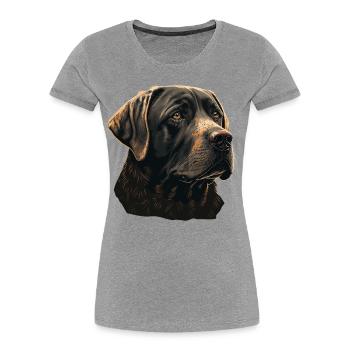 Großer Labrador Retriever - Frauen Premium Bio T-Shirt - Grau meliert - Vorne - Mia (176cm)
