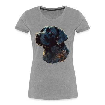 Erstaunlicher Labrador Retriever mit Blättern Stil Körper - Frauen Premium Bio T-Shirt - Grau meliert - Vorne - Mia (176cm)