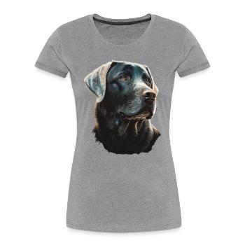 Labrador Retriever auf glühenden Lichtern - Frauen Premium Bio T-Shirt - Grau meliert - Vorne - Mia (176cm)