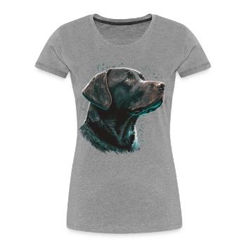 Wishing Labrador Retriever - T-shirt bio Premium Femme - gris chiné - Devant - Mia (176cm)