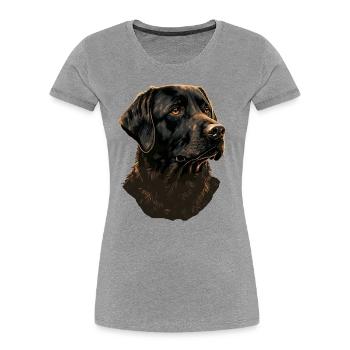 Schwarzer Labrador Retriever - Frauen Premium Bio T-Shirt - Grau meliert - Vorne - Mia (176cm)