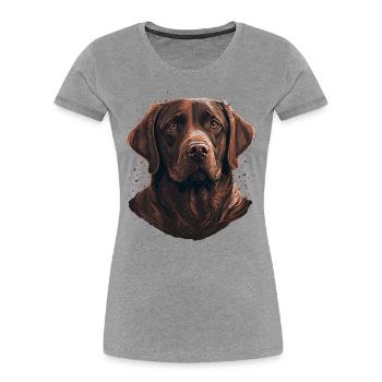 Adorable Labrador Retriever brun - T-shirt bio Premium Femme - gris chiné - Devant - Mia (176cm)