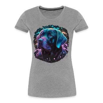 Mignon Labrador Retriever - T-shirt bio Premium Femme - gris chiné - Devant - Mia (176cm)