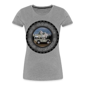 MON CHÂTEAU A DES WEEHLS - T-shirt bio Premium Femme - gris chiné - Devant - Mia (176cm)