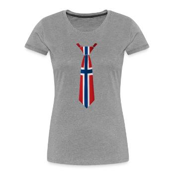 Norway Tie – Flag Design - Women's Premium Organic T-Shirt - heather grey - Front - Mia (176cm)