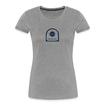 Arch Ocean_Blue_Nomadico - Women's Premium Organic T-Shirt - heather grey - Front - Mia (176cm)