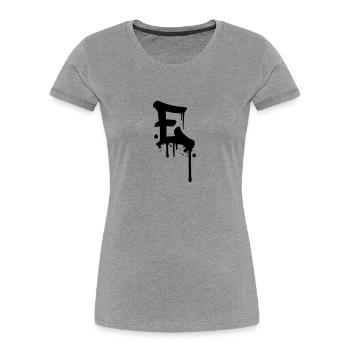 E Graffiti Tropfen Farbklex Blut Spray - Frauen Premium Bio T-Shirt - Grau meliert - Vorne - Mia (176cm)