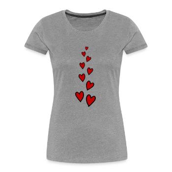 Herzen Love Symbol - Frauen Premium Bio T-Shirt - Grau meliert - Vorne - Mia (176cm)