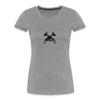 Feu casque 2 axes - T-shirt bio Premium Femme - gris chiné - Devant - Mia (176cm)