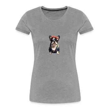Vintage Bully - T-shirt bio Premium Femme - gris chiné - Devant - Mia (176cm)