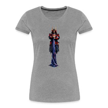 Guerrier de la Nuit au Casque de Corne - T-shirt bio Premium Femme - gris chiné - Devant - Mia (176cm)