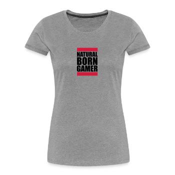 Natural Born Gamer Logo - Women's Premium Organic T-Shirt - heather grey - Front - Mia (176cm)