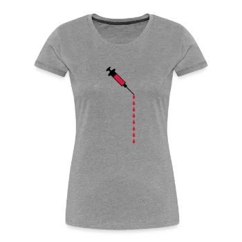 Syringe blood drops weight loss medicine - Women's Premium Organic T-Shirt - heather grey - Front - Mia (176cm)