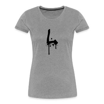L Graffiti Tropfen Farbklex Spray - Frauen Premium Bio T-Shirt - Grau meliert - Vorne - Mia (176cm)