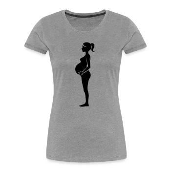 Woman Pregnant - Women's Premium Organic T-Shirt - heather grey - Front - Mia (176cm)