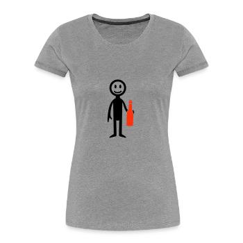 Bier Trinken Strichmännchen - Frauen Premium Bio T-Shirt - Grau meliert - Vorne - Mia (176cm)