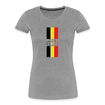 Drapeau de cycliste belge cycliste vélo belgique - T-shirt bio Premium Femme - gris chiné - Devant - Mia (176cm)