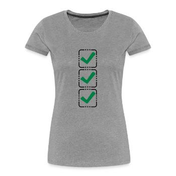 3 hook buttons - Women's Premium Organic T-Shirt - heather grey - Front - Mia (176cm)