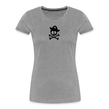 Pirat - Frauen Premium Bio T-Shirt - Grau meliert - Vorne - Mia (176cm)