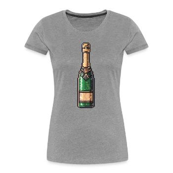 PixelChampagne Bottle Retro - Women's Premium Organic T-Shirt - heather grey - Front - Mia (176cm)
