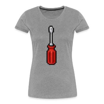Pixel Schraubendreher Rot - Frauen Premium Bio T-Shirt - Grau meliert - Vorne - Mia (176cm)